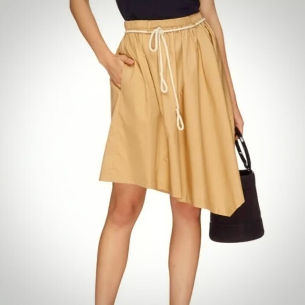 Vince Asymmetric Drawstring Skirt Women's Large Khaki Elastic Waist
